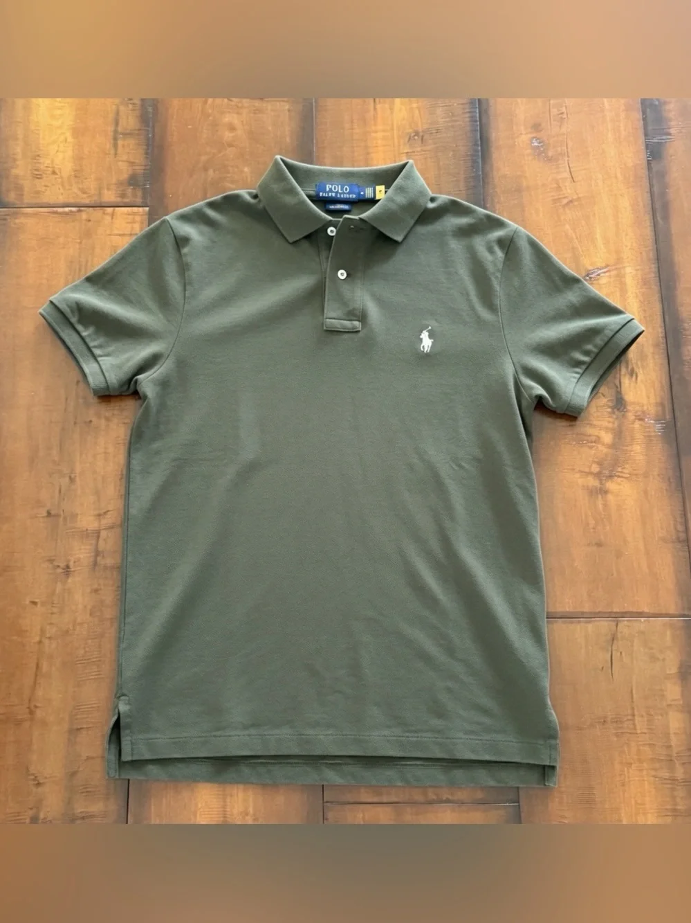 Ralph Lauren Olive Green Classic Polo with White Pony